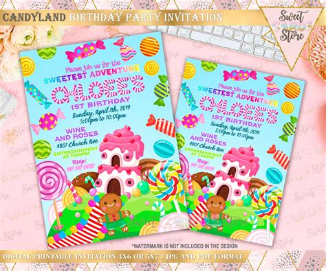 Candyland Printable Invitation Candyland Invite Candyland Etsy