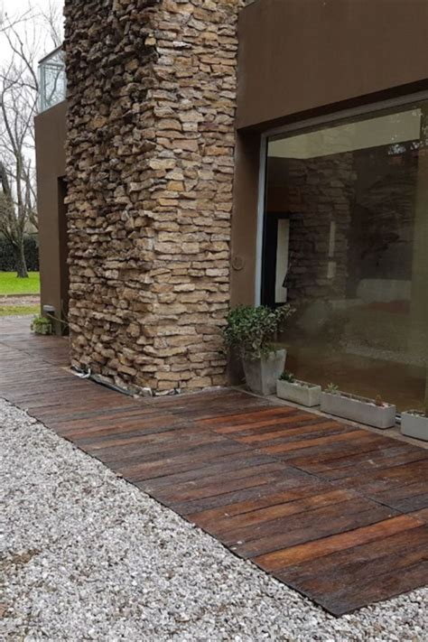 Deck Durmientes Símil Madera Pisos Rusticos Para Exteriores Piso Para Patio Piso Piedra Exterior