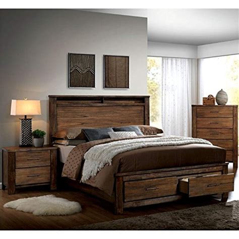 Rustic 3 Piece Queen Bedroom Set in Oak