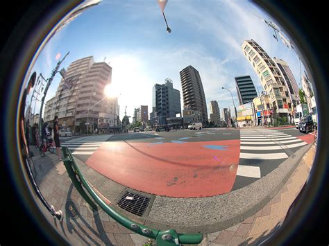 Example Of Ultra Wide Angle Fisheye Lens Application At An Intersection