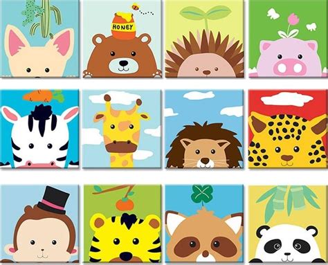 Cute Cartoon Animals Paint By Numbers - Numeral Paint Kit