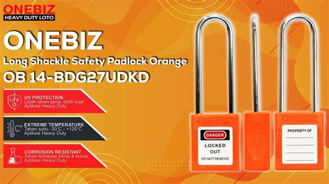 ONEBIZ Long Steel Shackle Safety Padlock Orange OB 14 BDG27UDKD