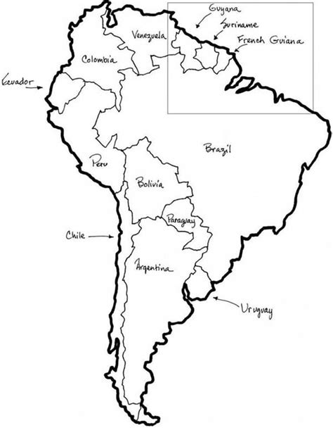 Mapa Da America Do Sul Politico Para Colorir - 35+ Desenhos do Mapa da América do Sul para Imprimir e Colorir