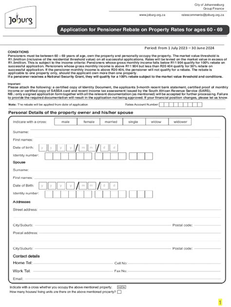 Fillable Online Pensioner Application Form Joburg Fax Email Print