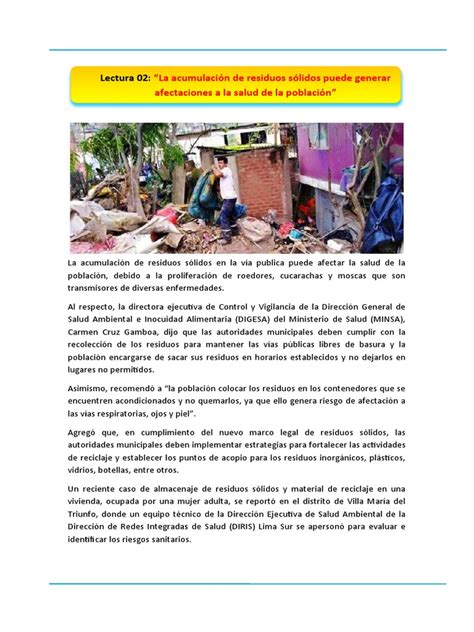 2lectura 02 La Acumulación De Residuos Sólidos Puede Generar