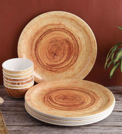 Buy Servewell Twirl Wood Piece Melamine Dinner Set By Vareesha