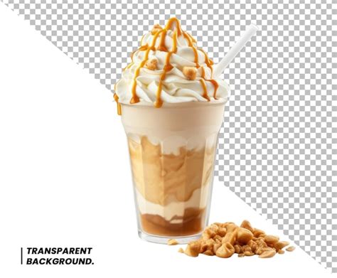 Frappe Drink With Caramel And Nut Premium Ai Generated Psd