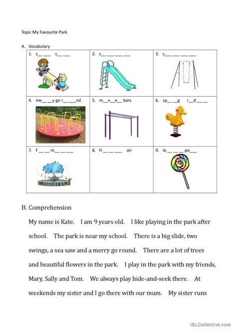 At The Park English ESL Worksheets Pdf Doc