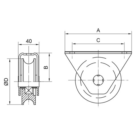 Herrajes Para Puertas Polea Canal 20 Mm U Con Caja