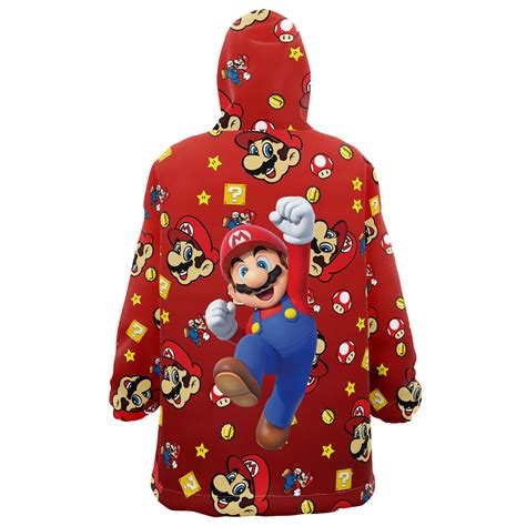 Mario Pattern Super Mario Nintendo Snug Oversized Blanket Hoodie