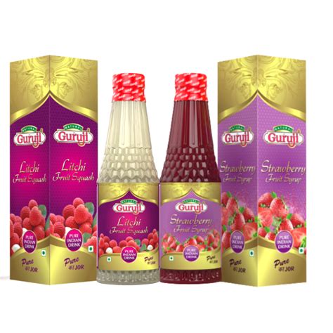 Jai Guruji Litchi Fruit Squash And Strawberry Fruit Syrup Sharbat