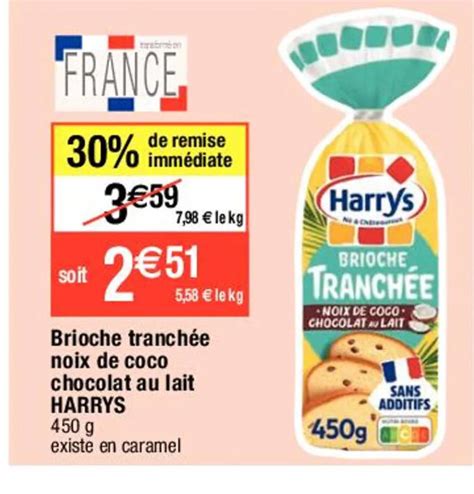 Promo Brioche tranchée noix de coco chocolat au lait HARRYS chez Migros