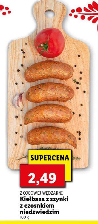 Kiełbasa z szynki z czosnkiem niedźwiedzim Ojcowa wędzarnia cena