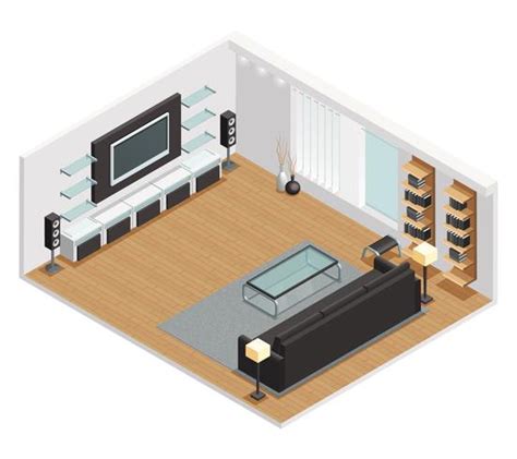 Interior A Living Room Isometric View Royalty Free Vector Nbkomputer