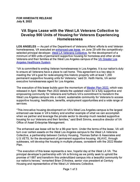 VA Los Angeles on Twitter: "VA Signs Lease with the West LA Veterans ...