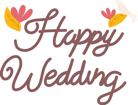 Happy Wedding Typography Illustration 15082276 Vector Art At Vecteezy