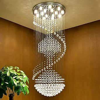 Moooni Modern Spiral Crystal Chandelier Lighting Grand Rain Drop Flush