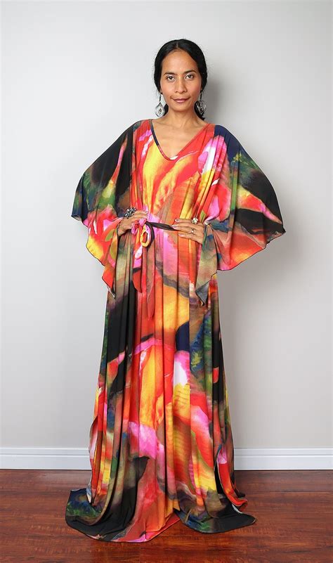 Floral Maxi Dress Kaftan Kimono Dress Funky Elegant