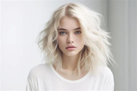 Blonde Woman With Blonde Hair And A White Shirt Premium AI Generated Image