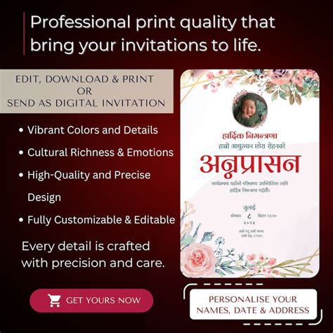 Nepali And English Pasni Invitation Card Customizable Digital Video