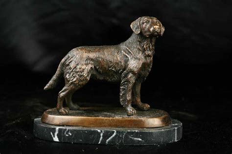 English Bronze Dog Statue Golden Retriever