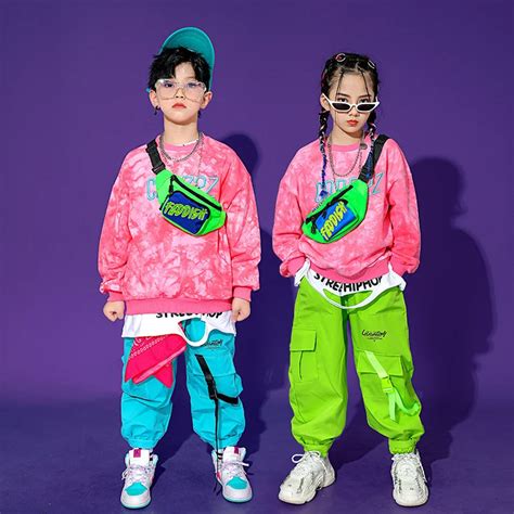 Ropa de hip hop para niños y niñas traje nacional de hip hop teñido