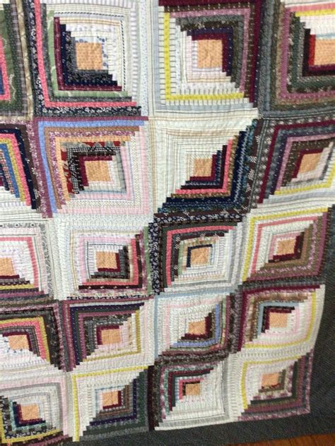 Vintage Log Cabin Hand Made Quilt Etsy