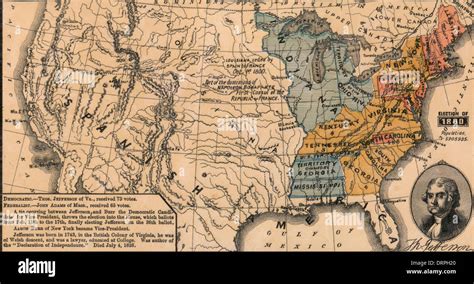 Map Of Usa Election Of 1800 Thomas Jefferson Democrat Receives 73