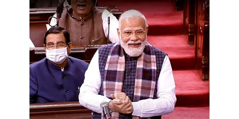 Prime Minister Narendra Modi Speaking In Rajya Sabha On Tuesday UNI