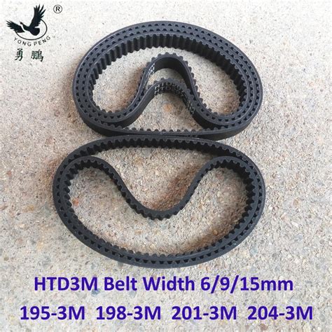 HTD 3 M Timing Belt Panjang 195 198 201 204 Lebar 6 9 15mm Gigi 65 66