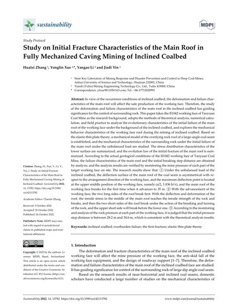 PDF Study On Initial Fracture Characteristics Of The Main Roof In