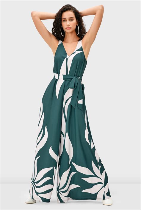 Shop Graphic Floral Print Crepe Palazzo Jumpsuit Eshakti