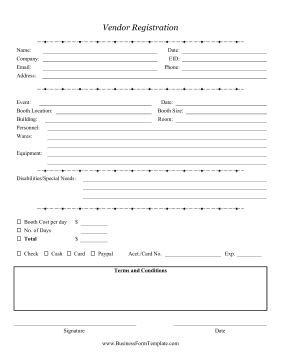 Vendor Registration Form Template