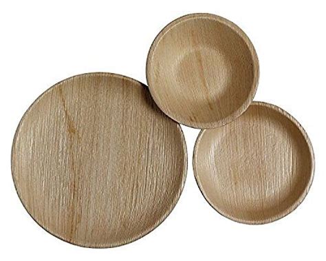 CaterEco Round Palm Leaf Dinnerware Set Pack Of 75 25 Dinner