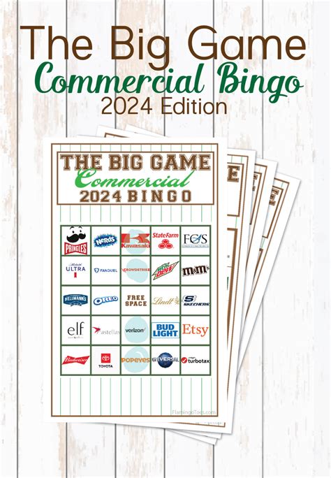 Big Game Commercial Bingo