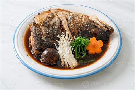 Boiled Fish Head With Soy Sauce Stock Photo At Vecteezy