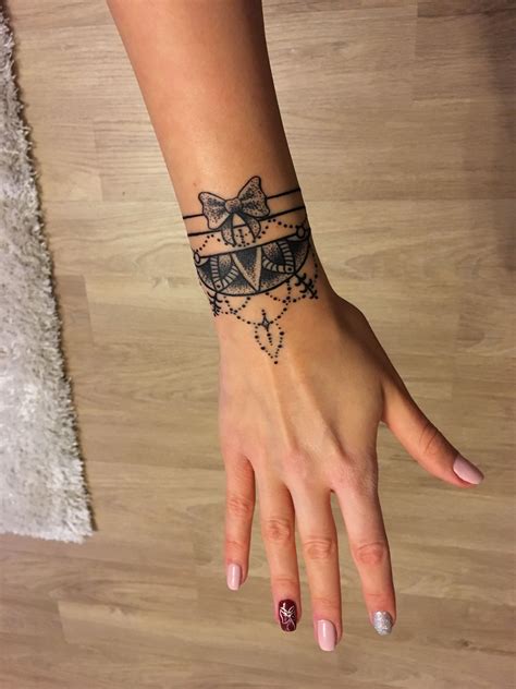 Mandala Bracelet Tattoo With Bow Charm Bracelet Tattoo Cuff Tattoo