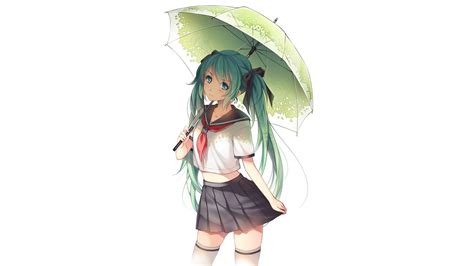 996784 Umbrella Hatsune Miku Water Vocaloid Fish School Uniform