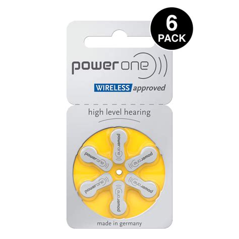 Power One Size P10 Hearing Aid Battery Mercury Free 6 Pcs