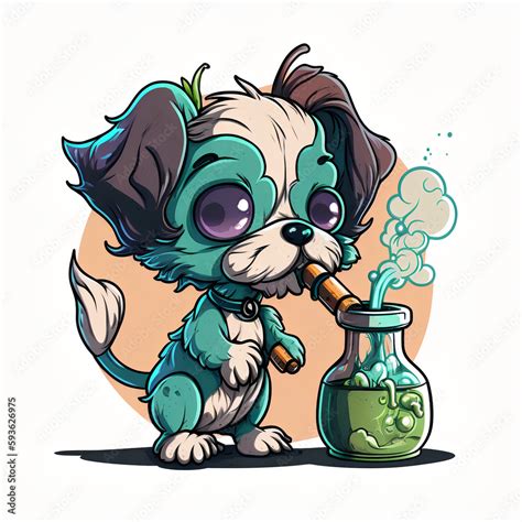 Cartoon dog logo smoking Stock Illustration | Adobe Stock