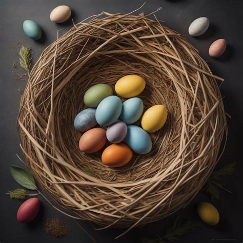 Premium Photo Easter Eggs In The Nest