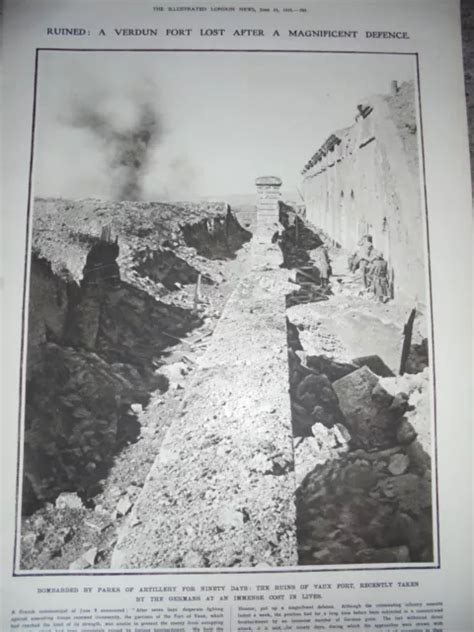 Printed Photo Ww1 Ruins Of Fort Vaux Verdun France 1916 Ref Al Eur 14