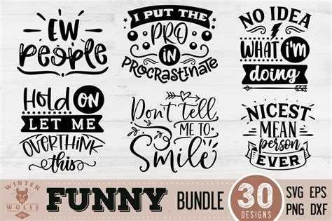 Funny Bundle 30 Designs Svg Cut File Commercial Use Svg Dxf Etsy