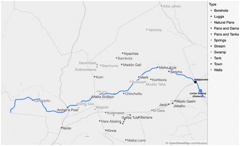 Map Showing The Course Of The Ewaso Ngiro Within Isiolo District And