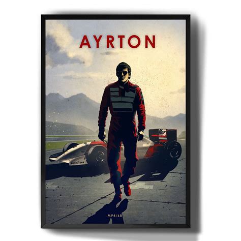 Quadro Decorativo Ayrton Senna Piloto Famoso Desenho Para Sala Quarto