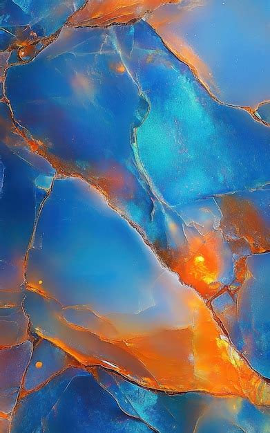 Blue And Orange Colored Opal Texture Premium Ai Generated Image