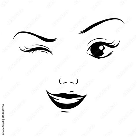 Winking With One Eye Cartoon Face Vector Stock Vector Adobe Stock