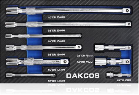 DAKCOS 9 Piece Extension Bar Set 1 4 3 8 1 2 Drive Socket Extension