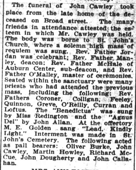 Funeral Of John Cawley Sr ™