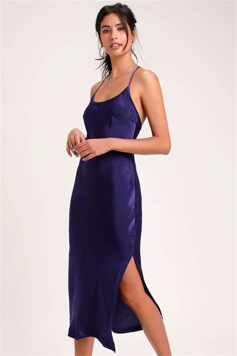 Sexy Royal Blue Slip Dress Satin Slip Dress Midi Slip Dress Lulus